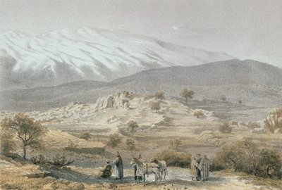 Berget Hermon. Etsning av Schacher - Steinkopk J.F. Editore av C. Schacher