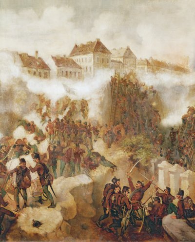 De ungerska upprorsmakarnas återerövring av Buda-fästningen den 21 maj 1849 av C. Wemik
