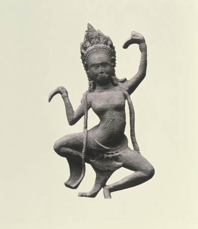 En dansande Apsaras, detalj från en fris, sent 1100-tal - tidigt 1200-tal (sten) (detalj med 155540) av Cambodian Cambodian