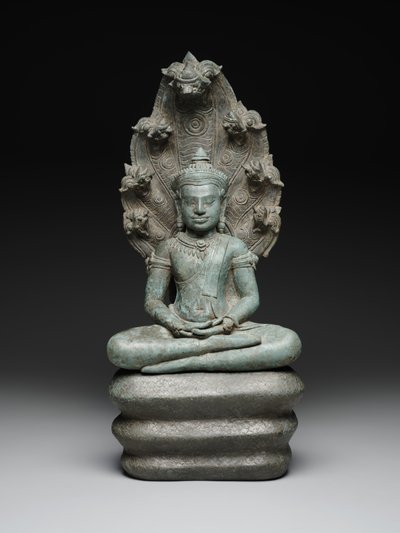 Buddha Muchalinda, sent 1200-tidigt 1200-tal (kopparlegering) av Cambodian Cambodian