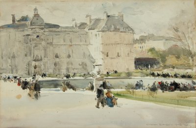 Luxemburgs trädgårdar 1908 (akvarell) av Cameron Burnside