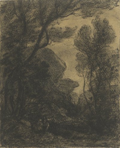 Skogsutsikt på natten av Camille Corot