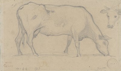 Betande ko, överst till höger igen ett kohuvud av Camille Corot