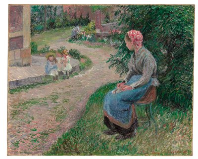 En tjänare som satt i trädgården i Eragny, 1884 av Camille Jacob Pissarro