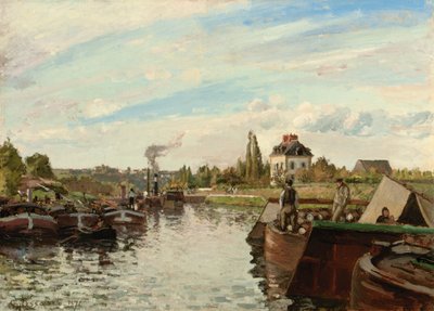 Pråm på Seine vid Bougival, 1871 av Camille Jacob Pissarro