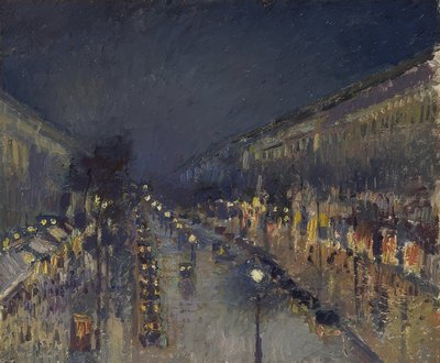 Boulevarden Montmartre på natten. 1897 av Camille Jacob Pissarro