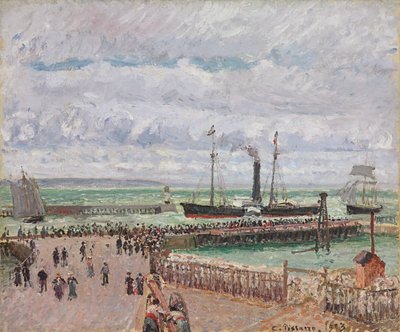 Ingång till hamnen i Le Havre och de västra vågbrytarna, lysande grått väder; Ingång till hamnen i Le Havre och den västra vågbrytaren, ljust grått väder, 1903 av Camille Jacob Pissarro