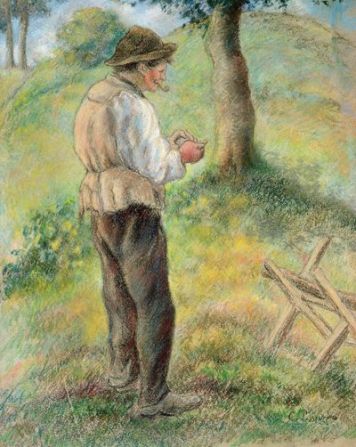 Fader Melon tänder sitt rör, ca 1879 av Camille Jacob Pissarro