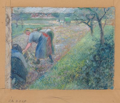 Fältarbetare, Pontoise; Fältarbetare, Pontoise, 1880 av Camille Jacob Pissarro