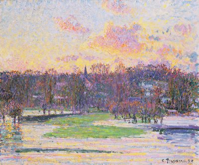 Översvämmad solnedgång av Camille Jacob Pissarro