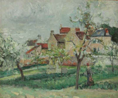 Blommande plommon Tress, Pontoise; Plommonträd i blom, Pontoise, c.1876 av Camille Jacob Pissarro