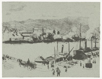 Utsikt över kajen vid Seine i Rouen Quai Boieldieu, i Rouen av Camille Jacob Pissarro