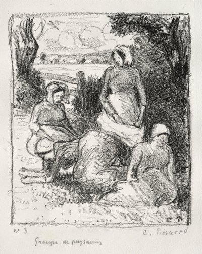 Grupp bönder, ca. 1896. av Camille Jacob Pissarro