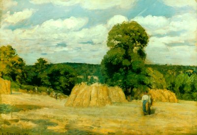 Skörd i Montfoucault, 1876 av Camille Jacob Pissarro