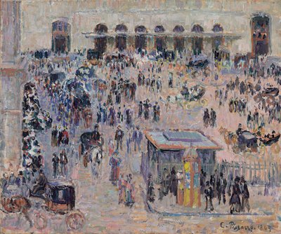Place du Havre och Gare Saint-Lazare, 1893 av Camille Jacob Pissarro
