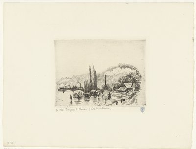 Landskap nära Rouen Paysage à Rouen (Côte ste Catherine) (titel på objekt) av Camille Jacob Pissarro