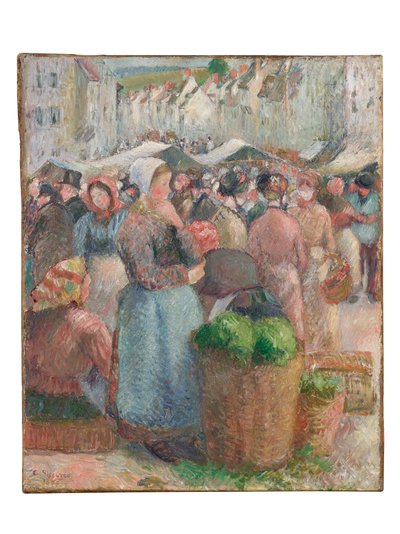 Gisors-marknaden, Grande-Rue, 1885 av Camille Jacob Pissarro