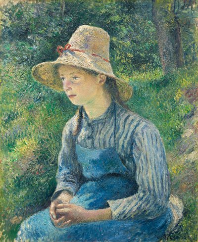 Bondeflicka med halmhatt, 1881 av Camille Jacob Pissarro
