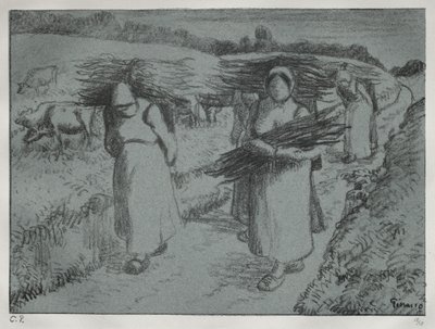 Bönder som bär fagots, ca. 1896. av Camille Jacob Pissarro