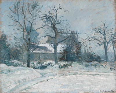 Piettes hus ved Montfoucault, Sneeffekt, 1874 swed av Camille Jacob Pissarro