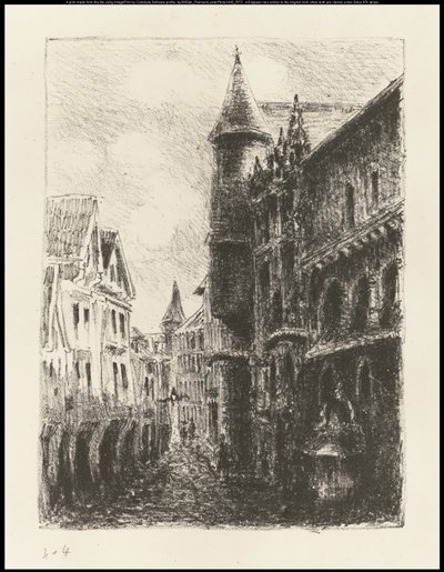 Rue Saint-Romain, Rouen, första skylt, 1896 av Camille Jacob Pissarro
