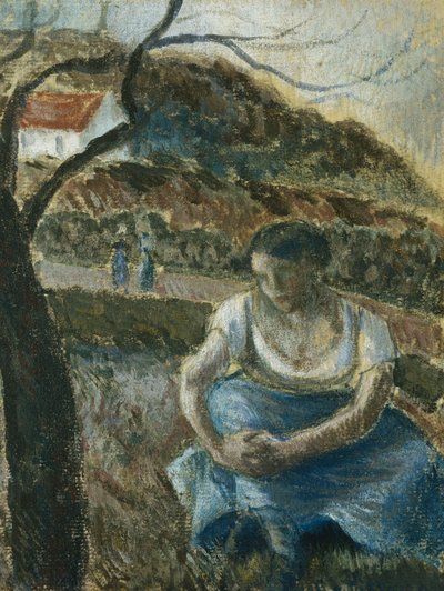 Sittande bonde; Sittande bondkvinna, ca 1880 av Camille Jacob Pissarro