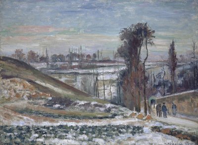 Snölandskap nära l"Hermitage, 1875 av Camille Jacob Pissarro