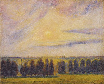 Solnedgång vid Èragny, 1890 av Camille Jacob Pissarro