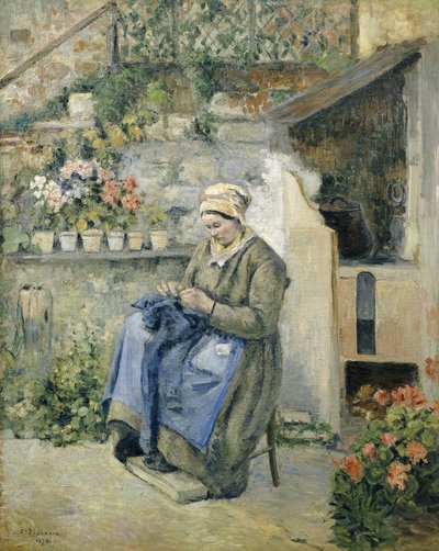 Den glada mamman; La Mere Jolly, 1874 av Camille Jacob Pissarro