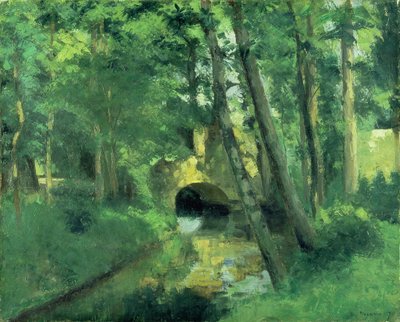 Den lilla bron, Pontoise, 1875 av Camille Jacob Pissarro