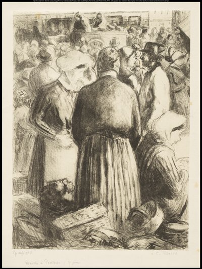 Marknaden i Pontoise, ca 1895 av Camille Jacob Pissarro