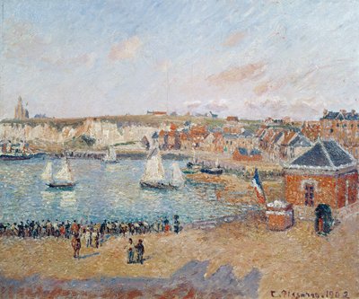 Yderhavnen i Dieppe, 1902 swed av Camille Jacob Pissarro