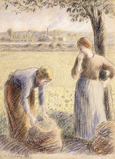 Plockarna; Plockning, 1890 av Camille Jacob Pissarro