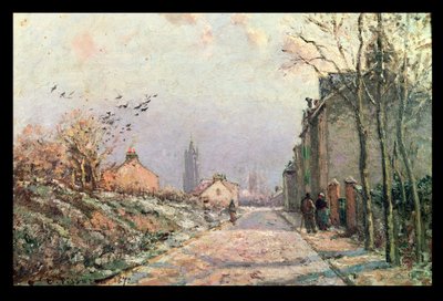 Vägen, effekt av vintern; Vägen, vintereffekten, 1872 av Camille Jacob Pissarro