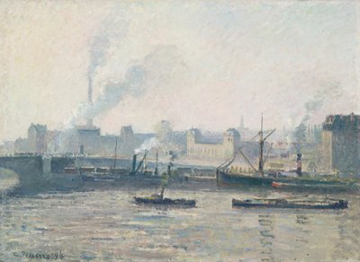 Saint-Sever-bron, Rouen: Mist, 1896 av Camille Jacob Pissarro