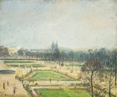 Tuilerierna Dammar, Mist; The Tuileries Basin, Mist, 1900 av Camille Jacob Pissarro