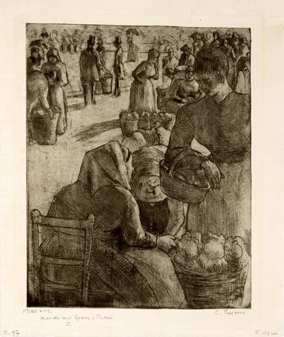 Grönsaksmarknaden i Pontoise, 1891 av Camille Jacob Pissarro