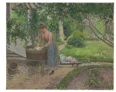 Tvättare i Eragnys trädgård, 1899 av Camille Jacob Pissarro