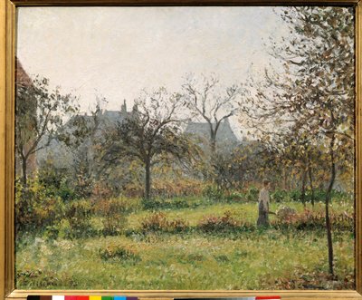 Kvinna i en fruktträdgård, höstmatiné, trädgård av Eragny Målning av Camille Pissarro (1830-1903) 1897 Sön. 0,54x0,65 m Paris, musee d