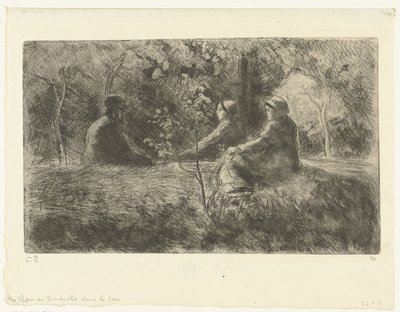 Zondagse rust in het bos Söndagsvila i skogen av Camille Jacob Pissarro