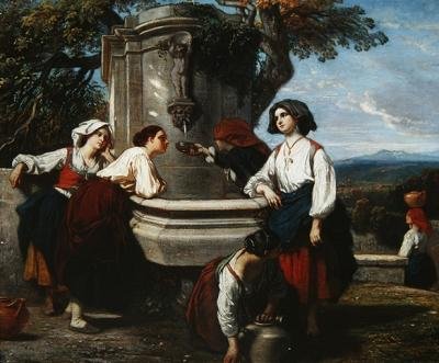 Ossaloise kvinnor vid fontänen, c.1845 av Camille Joseph Etienne Roqueplan
