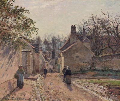 A Village Street, Louveciennes av Camille Pissarro