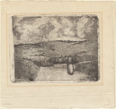 En kvinna som går längs en landsväg (La Femme sur la Route) av Camille Pissarro