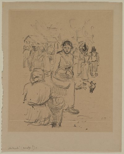 På marknaden av Camille Pissarro