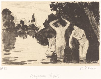 Badgäster, c. 1895. av Camille Pissarro