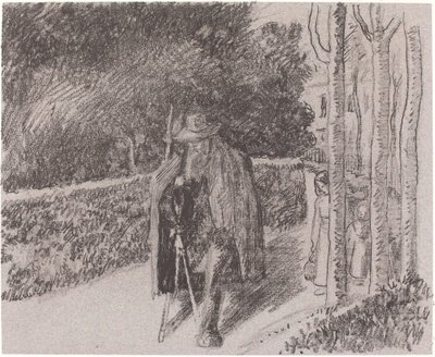 Tiggare med krycka (Mendiant a la bequille) av Camille Pissarro