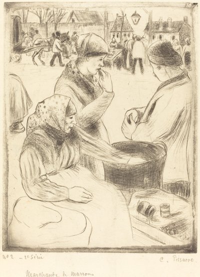 Kastanjförsäljare av Camille Pissarro