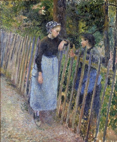 ""Konversation"" Målning av Camille Pissarro (1830-1903) cirka 1881 Dim 65,3x54 cm National Museum of Western Art, Tokyo av Camille Pissarro