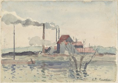 Fabrik på Oise i Pontoise, 1873. av Camille Pissarro