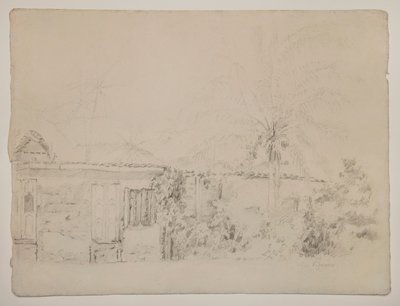 Hus och palmer av Camille Pissarro